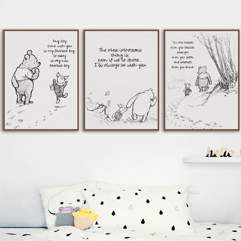 Photography Black And White - Winnie The Pooh Quotes Canvas Posters