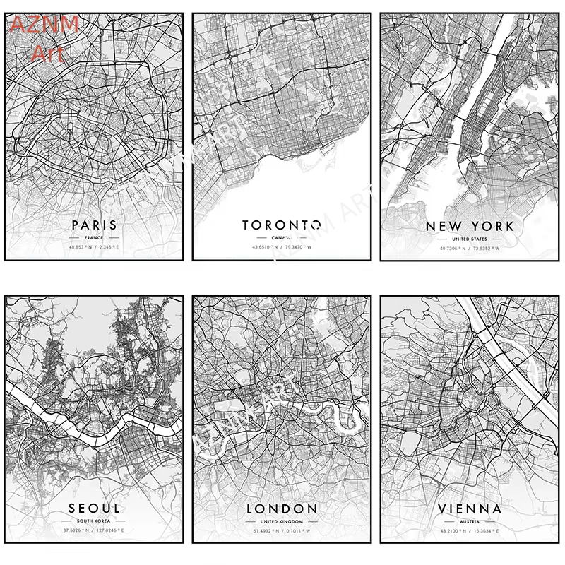 City Map Artwork Poster Paris  - огляд і ціна Photography Black And White