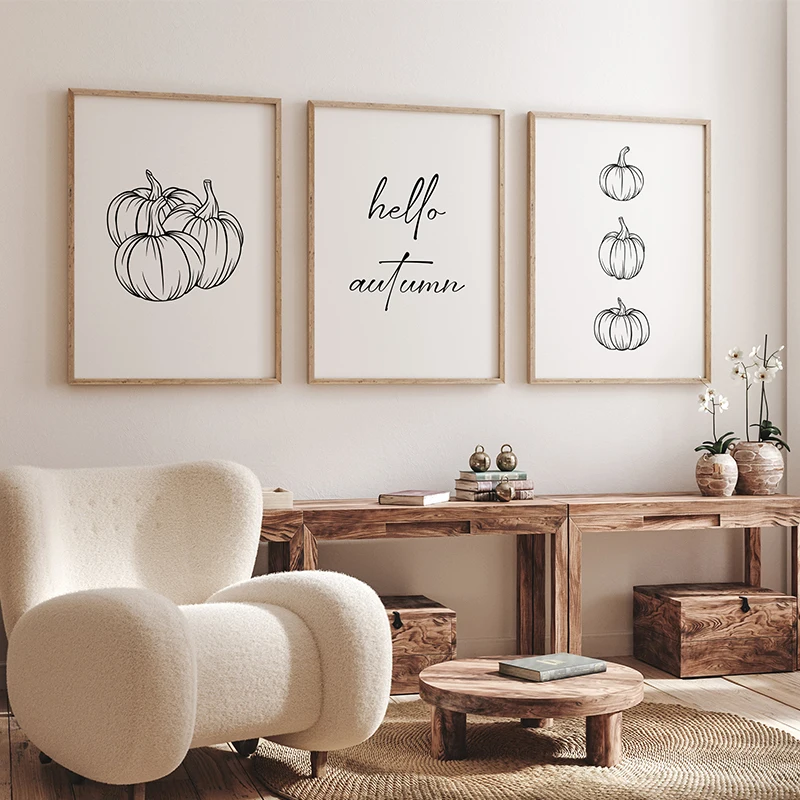 Set of 3 Pumpkin Minimalism Bl - огляд і ціна Photography Black And White