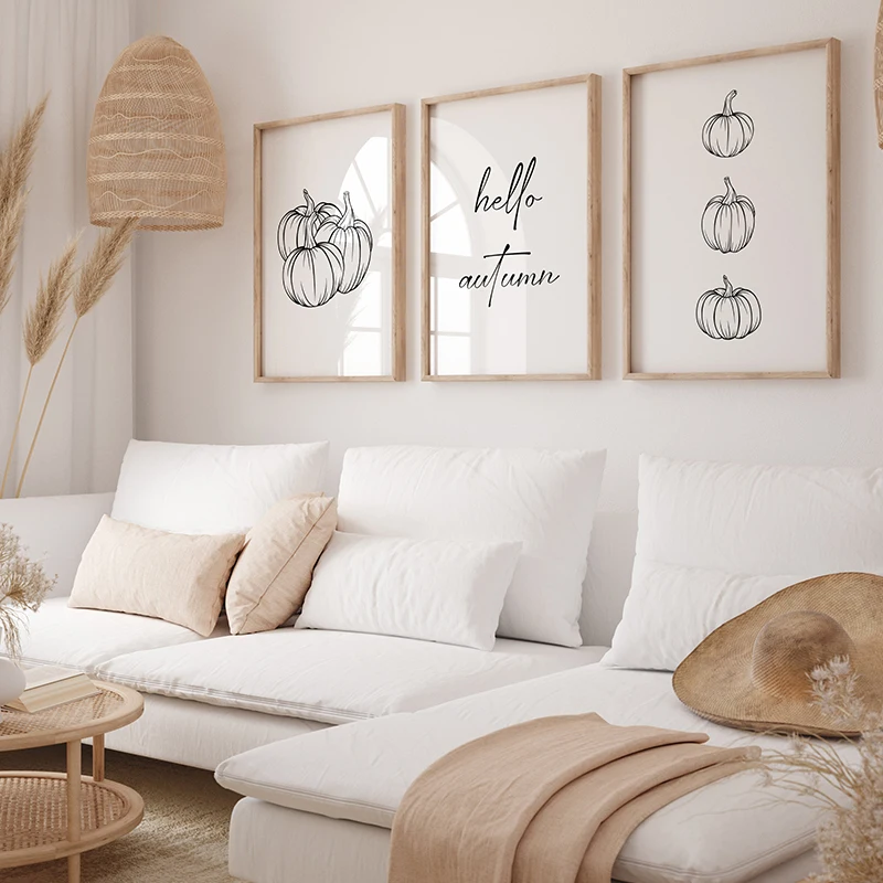 Set of 3 Pumpkin Minimalism Bl - огляд і ціна Photography Black And White