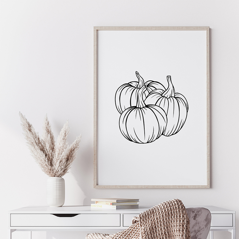 Set of 3 Pumpkin Minimalism Bl - огляд і ціна Photography Black And White